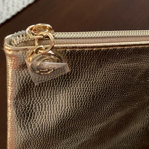 NWT! Lancome brand metallic gold tone zippered bag/pouch - Picture 2 of 12